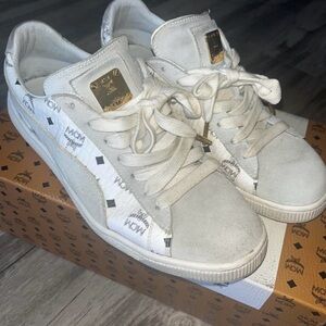 MCM White Sneakers with Gold Accents